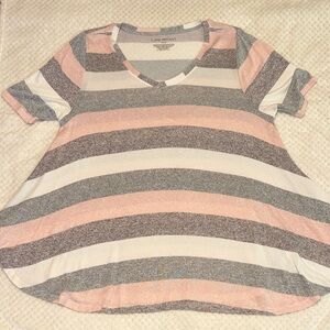👚 EUC Lane Bryant Swing Top – Women’s 14/16 – Gray Pink Stripe Flowy Tee